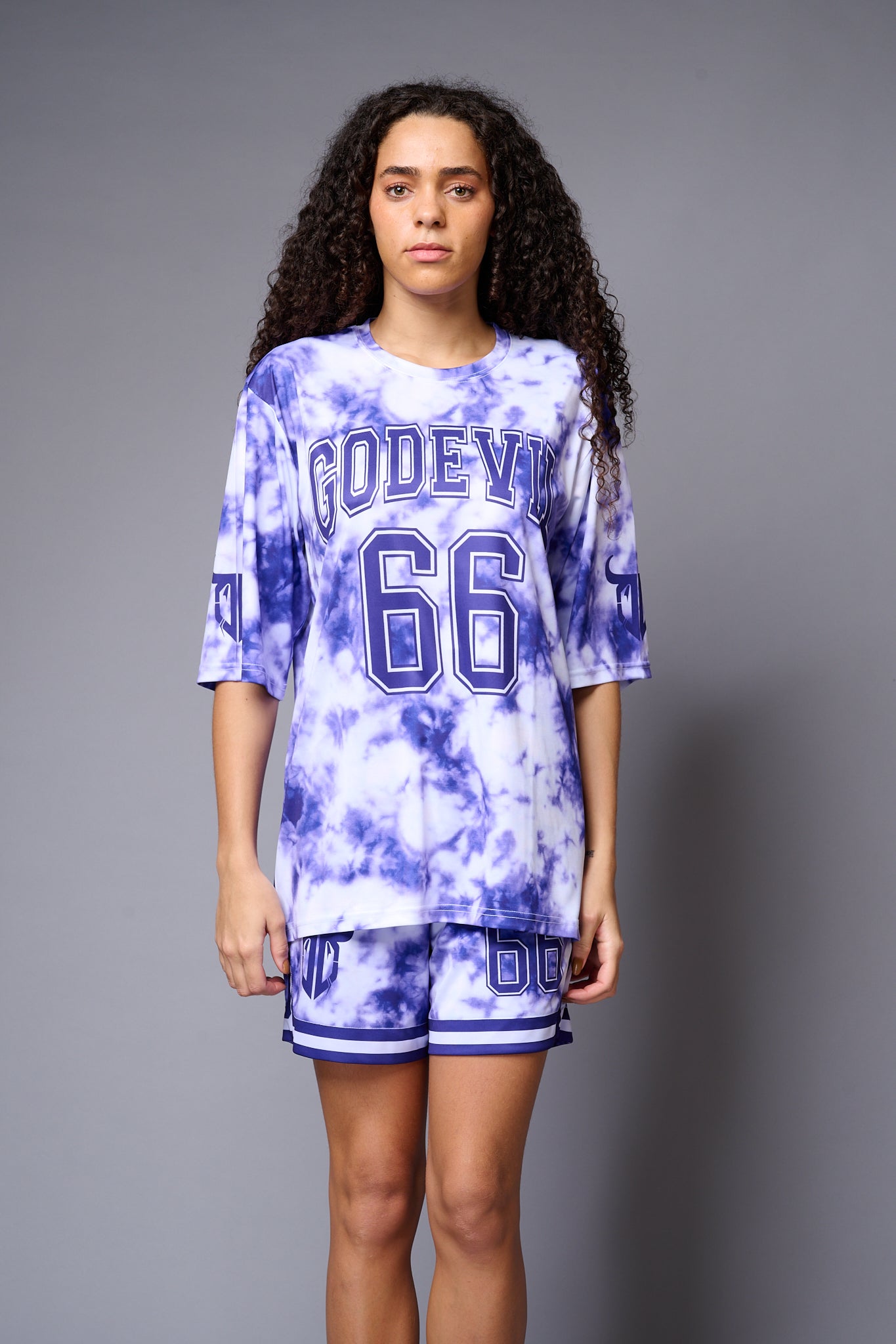 Go Devil 66 Printed Purple & White Tie Dye Co-ord Set for Women - Go Devil