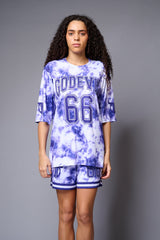 Go Devil 66 Printed Purple & White Tie Dye Co-ord Set for Women - Go Devil