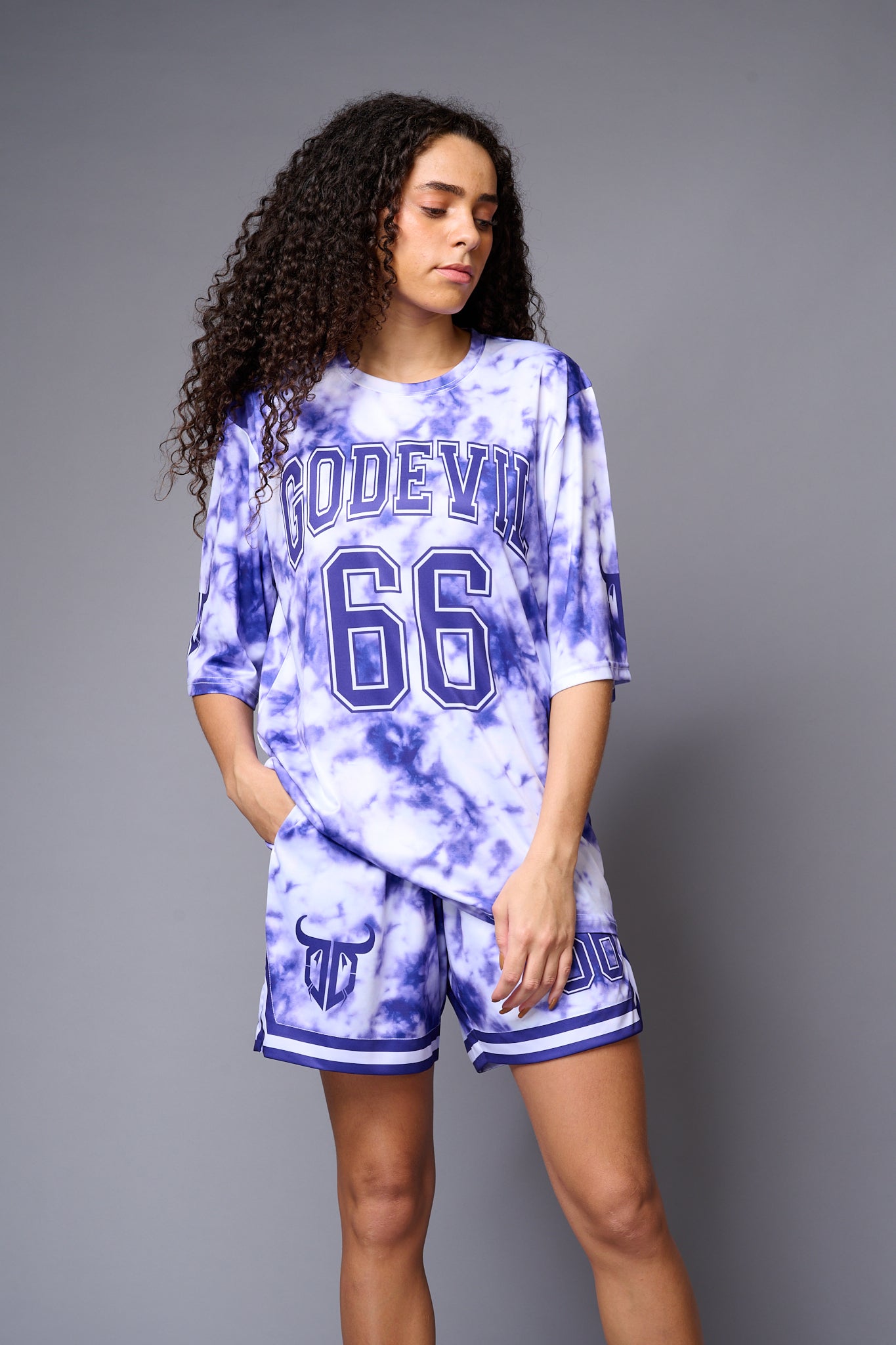 Go Devil 66 Printed Purple & White Tie Dye Co-ord Set for Women - Go Devil