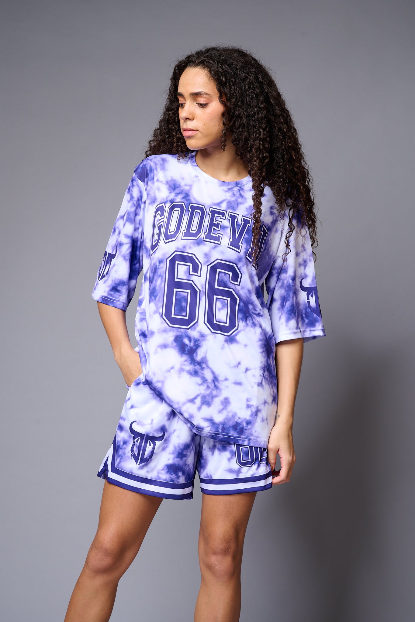 Go Devil 66 Printed Purple & White Tie Dye Co-ord Set for Women - Go Devil