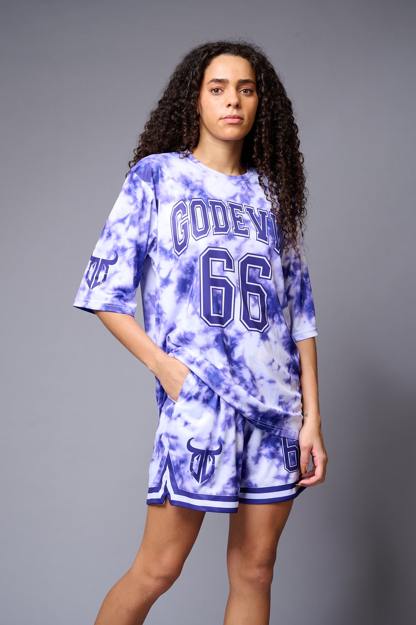 Go Devil 66 Printed Purple & White Tie Dye Co-ord Set for Women - Go Devil