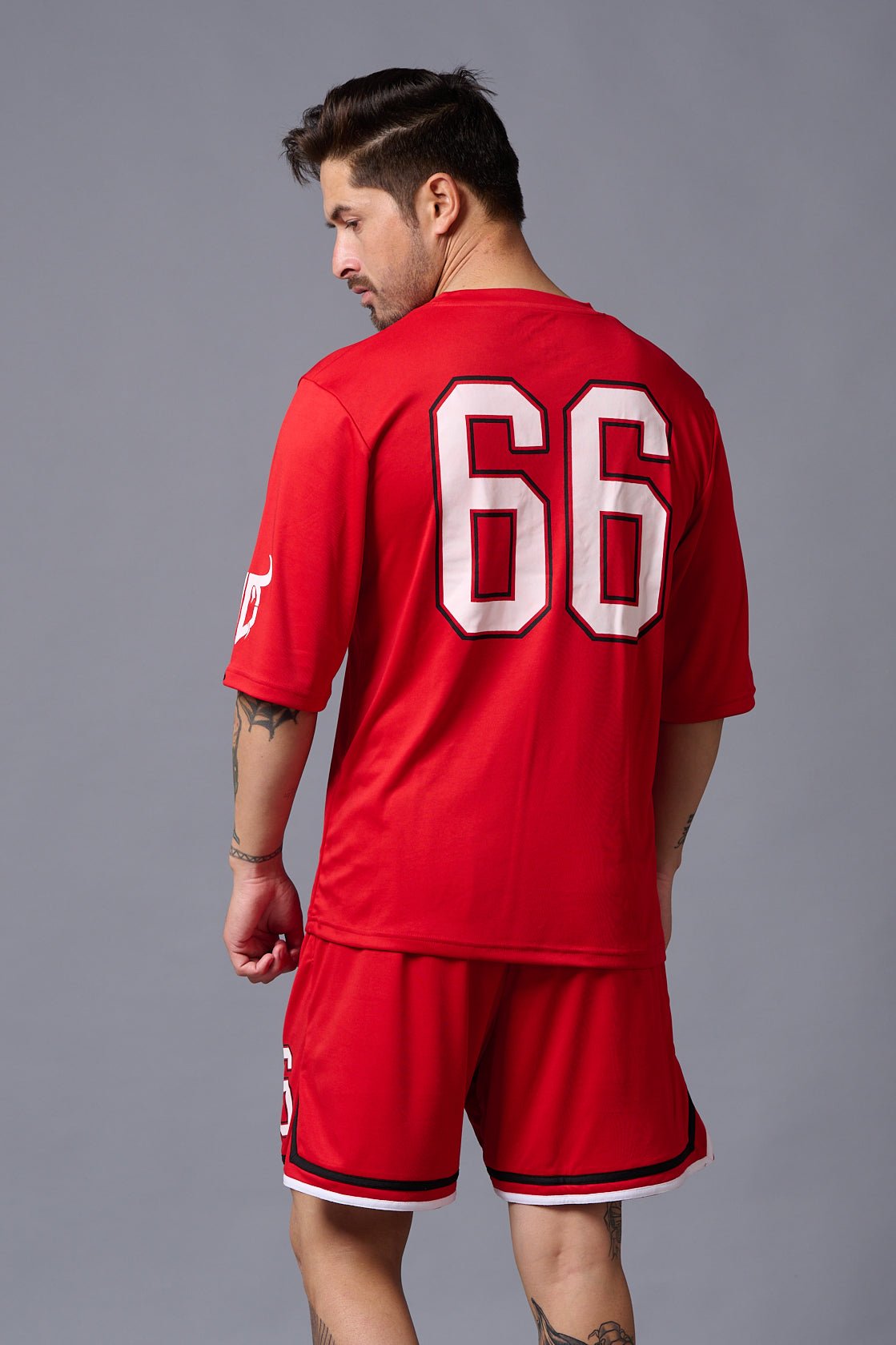 Go Devil 66 Printed Red Polyester Co-ord Set for Men - Go Devil