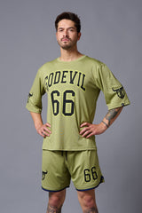 Go Devil 66 Printed Sage Green Polyester Co-ord Set for Men - Go Devil