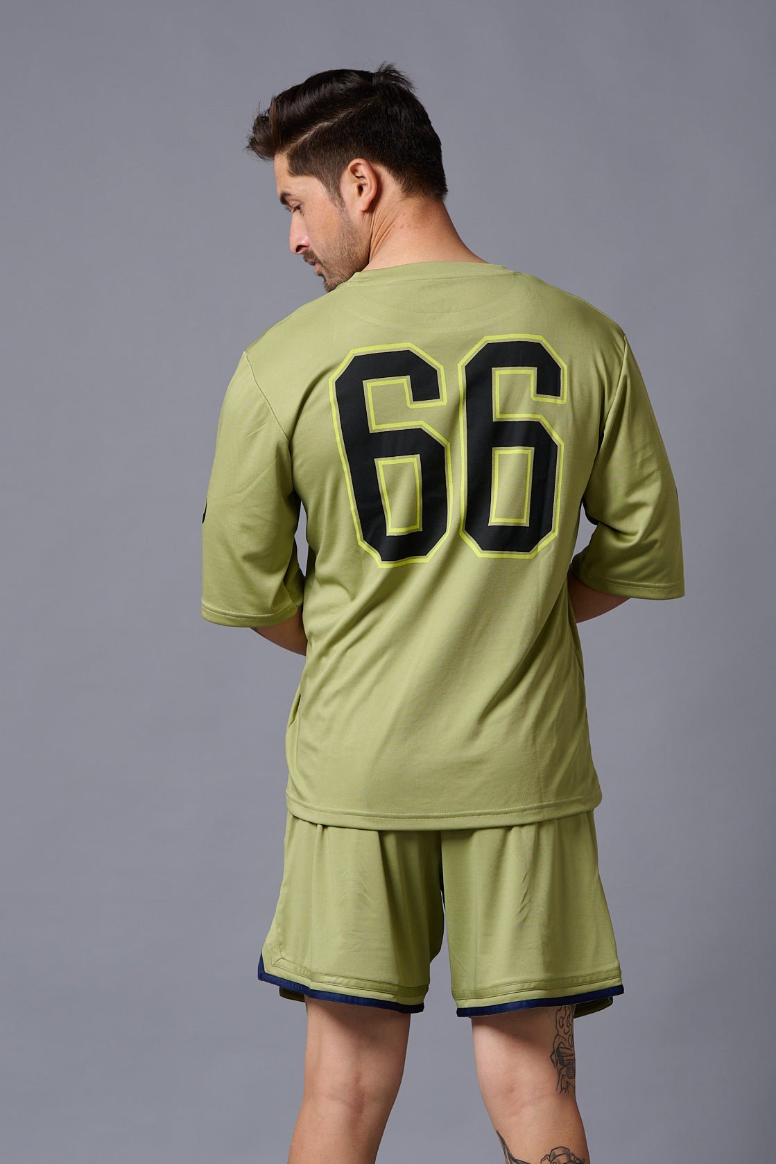 Go Devil 66 Printed Sage Green Polyester Co-ord Set for Men - Go Devil