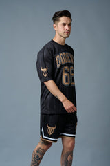 Go Devil 66 Printed Stripes Polyester Black Co-ord Set for Men - Go Devil