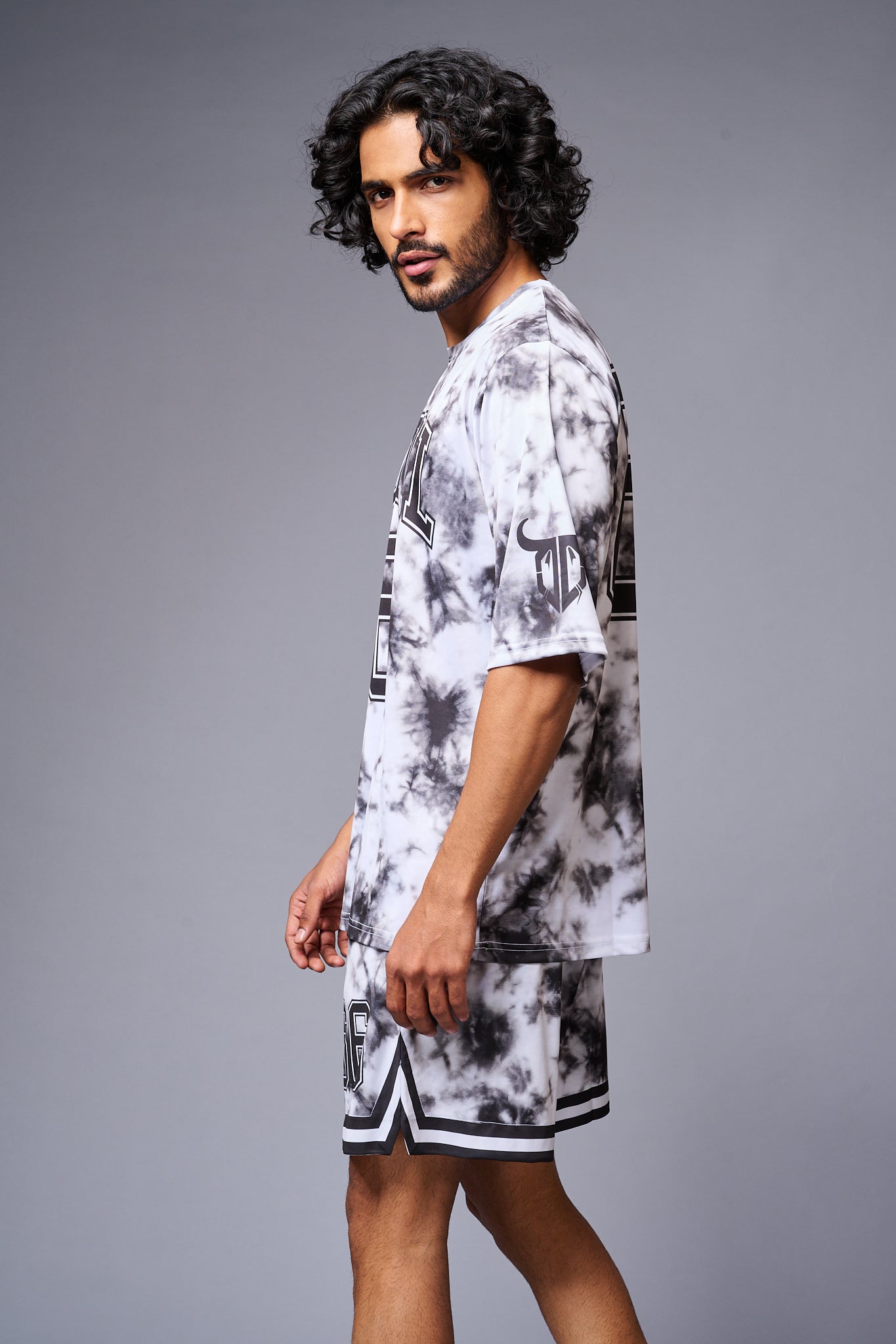 Go Devil 66 Printed White & Black Tie Dye Co-ord Set for Men - Go Devil