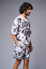Go Devil 66 Printed White & Black Tie Dye Co-ord Set for Men - Go Devil