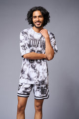 Go Devil 66 Printed White & Black Tie Dye Co-ord Set for Men - Go Devil