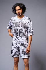 Go Devil 66 Printed White & Black Tie Dye Co-ord Set for Men - Go Devil
