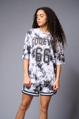 Go Devil 66 Printed White & Black Tie Dye Co-ord Set for Women - Go Devil