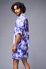 Go Devil 66 Printed White & Blue Tie Dye Co-ord Set for Men - Go Devil