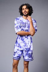 Go Devil 66 Printed White & Blue Tie Dye Co-ord Set for Men - Go Devil