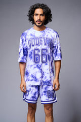 Go Devil 66 Printed White & Blue Tie Dye Co-ord Set for Men - Go Devil