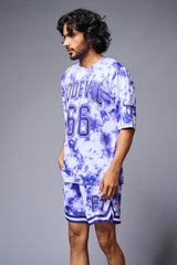 Go Devil 66 Printed White & Blue Tie Dye Co-ord Set for Men - Go Devil