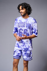 Go Devil 66 Printed White & Blue Tie Dye Co-ord Set for Men - Go Devil