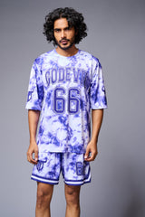 Go Devil 66 Printed White & Blue Tie Dye Co-ord Set for Men - Go Devil