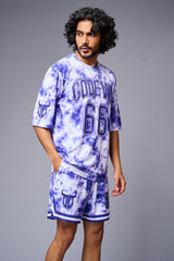 Go Devil 66 Printed White & Blue Tie Dye Co-ord Set for Men - Go Devil