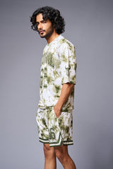 Go Devil 66 Printed White & GreenTie Dye Co-ord Set for Men - Go Devil