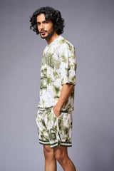 Go Devil 66 Printed White & GreenTie Dye Co-ord Set for Men - Go Devil