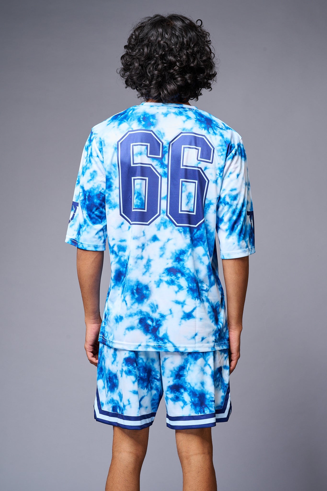 Go Devil 66 Printed White & Light BlueTie Dye Co-ord Set for Men - Go Devil