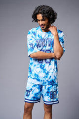 Go Devil 66 Printed White & Light BlueTie Dye Co-ord Set for Men - Go Devil