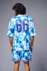Go Devil 66 Printed White & Light BlueTie Dye Co-ord Set for Men - Go Devil