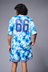 Go Devil 66 Printed White & Light BlueTie Dye Co-ord Set for Men - Go Devil