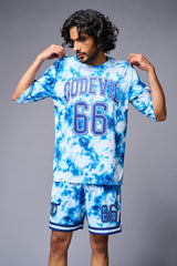 Go Devil 66 Printed White & Light BlueTie Dye Co-ord Set for Men - Go Devil