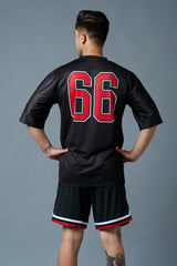 Go Devil 66 Red Printed Black Polyester Co-ord Set for Men - Go Devil