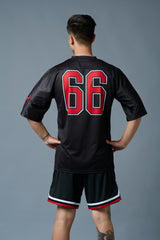 Go Devil 66 Red Printed Black Polyester Co-ord Set for Men - Go Devil