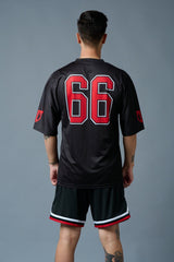 Go Devil 66 Red Printed Black Polyester Co-ord Set for Men - Go Devil