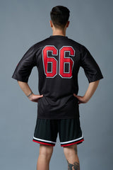 Go Devil 66 Red Printed Black Polyester Co-ord Set for Men - Go Devil