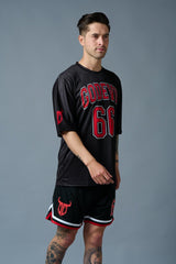 Go Devil 66 Red Printed Black Polyester Co-ord Set for Men - Go Devil