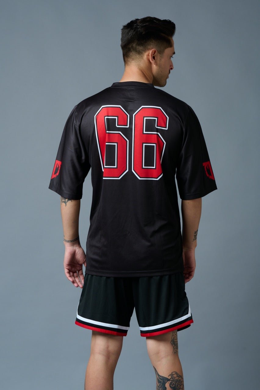 Go Devil 66 Red Printed Black Polyester Co-ord Set for Men - Go Devil