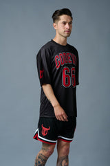 Go Devil 66 Red Printed Black Polyester Co-ord Set for Men - Go Devil