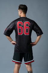 Go Devil 66 Red Printed Black Polyester Co-ord Set for Men - Go Devil