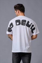 Go Devil (in Black) Printed White Oversized T-Shirt for Men - Go Devil