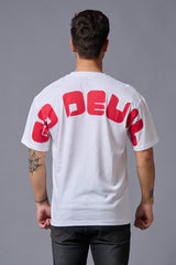 Go Devil (in Red) Printed White Oversized T-Shirt for Men - Go Devil