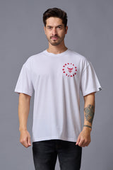 Go Devil (in Red) Printed White Oversized T-Shirt for Men - Go Devil