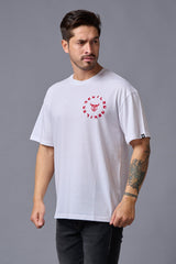 Go Devil (in Red) Printed White Oversized T-Shirt for Men - Go Devil