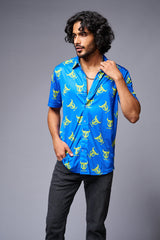 Go Devil Logo Printed Blue Shirt for Men - Go Devil
