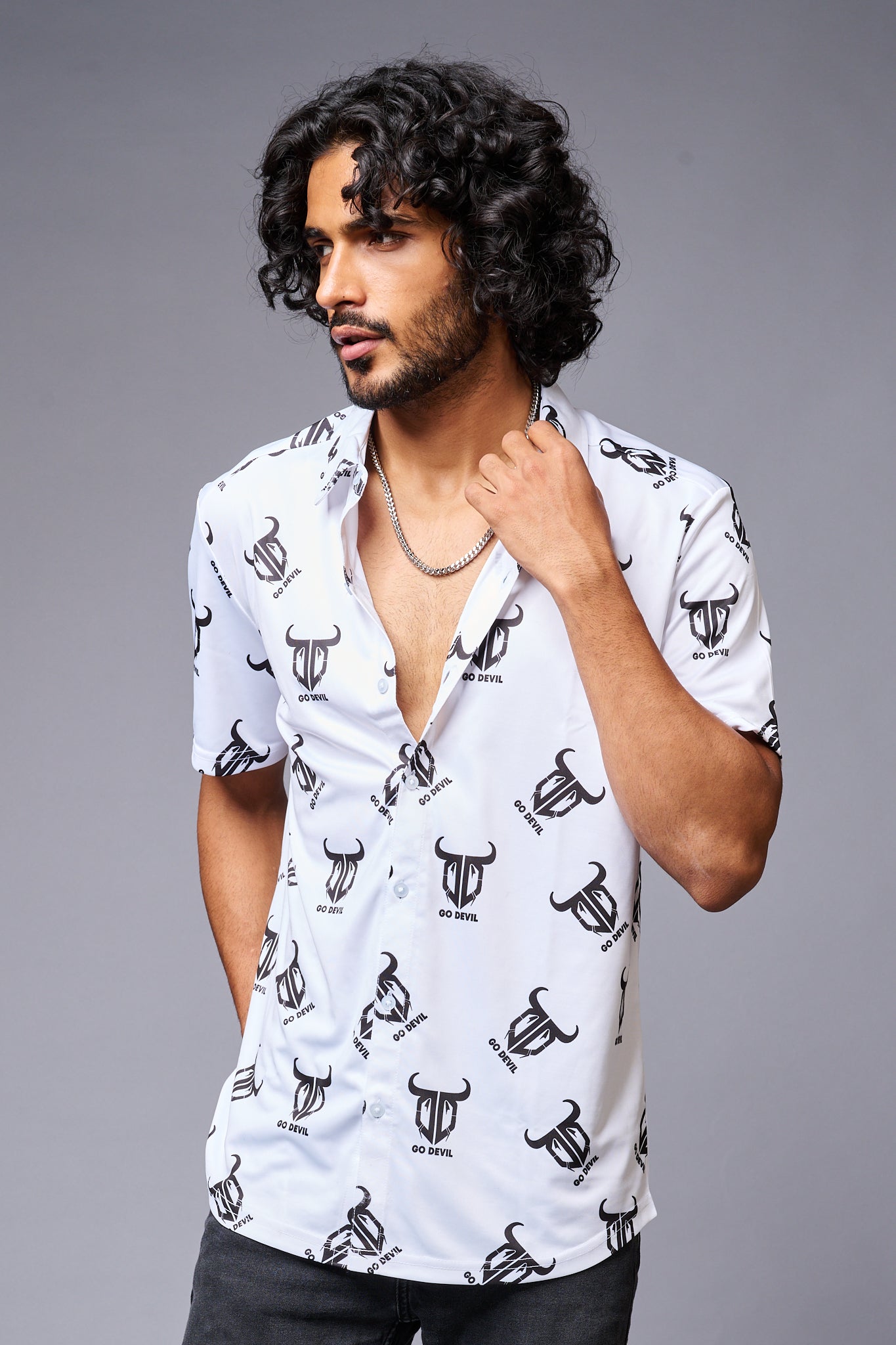Go Devil Logo Printed Whtie Shirt for Men - Go Devil