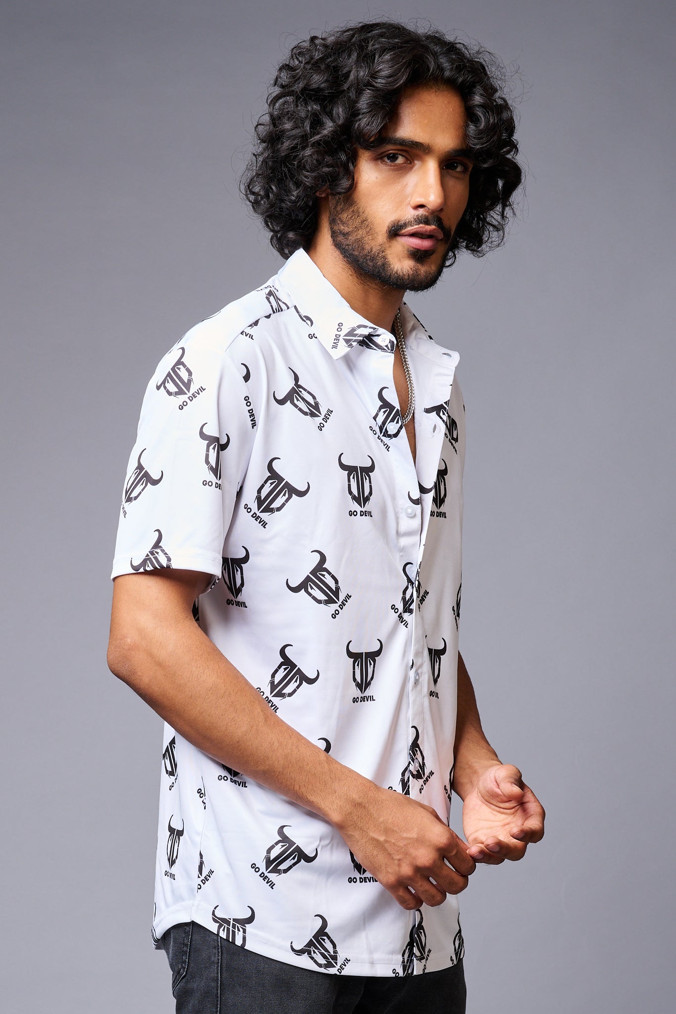 Go Devil Logo Printed Whtie Shirt for Men - Go Devil