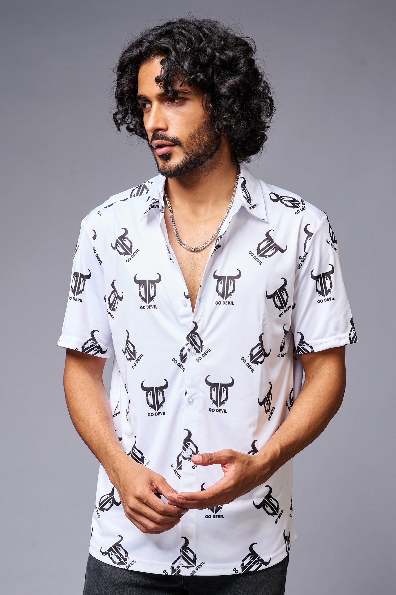 Go Devil Logo Printed Whtie Shirt for Men - Go Devil
