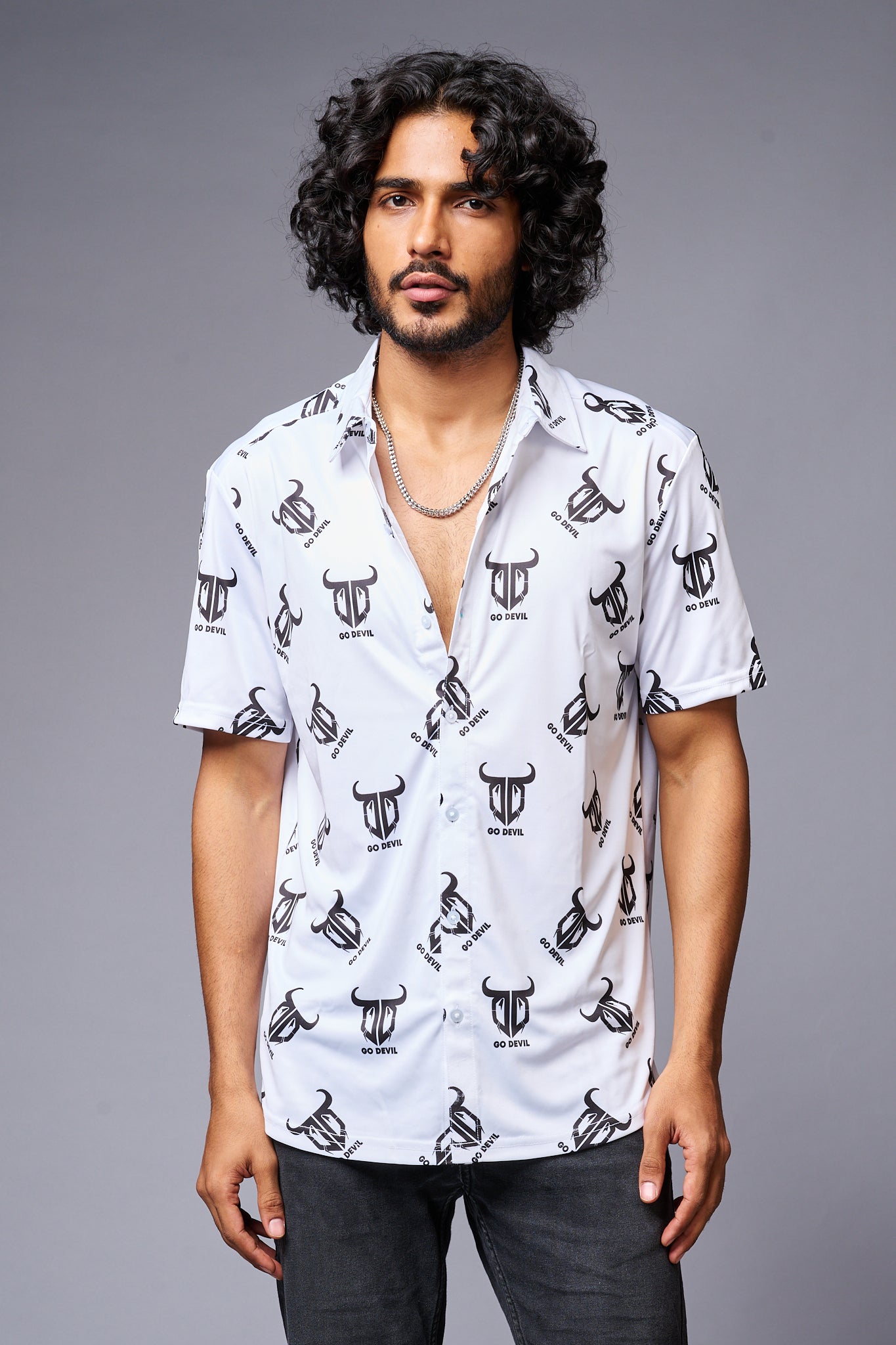 Go Devil Logo Printed Whtie Shirt for Men - Go Devil