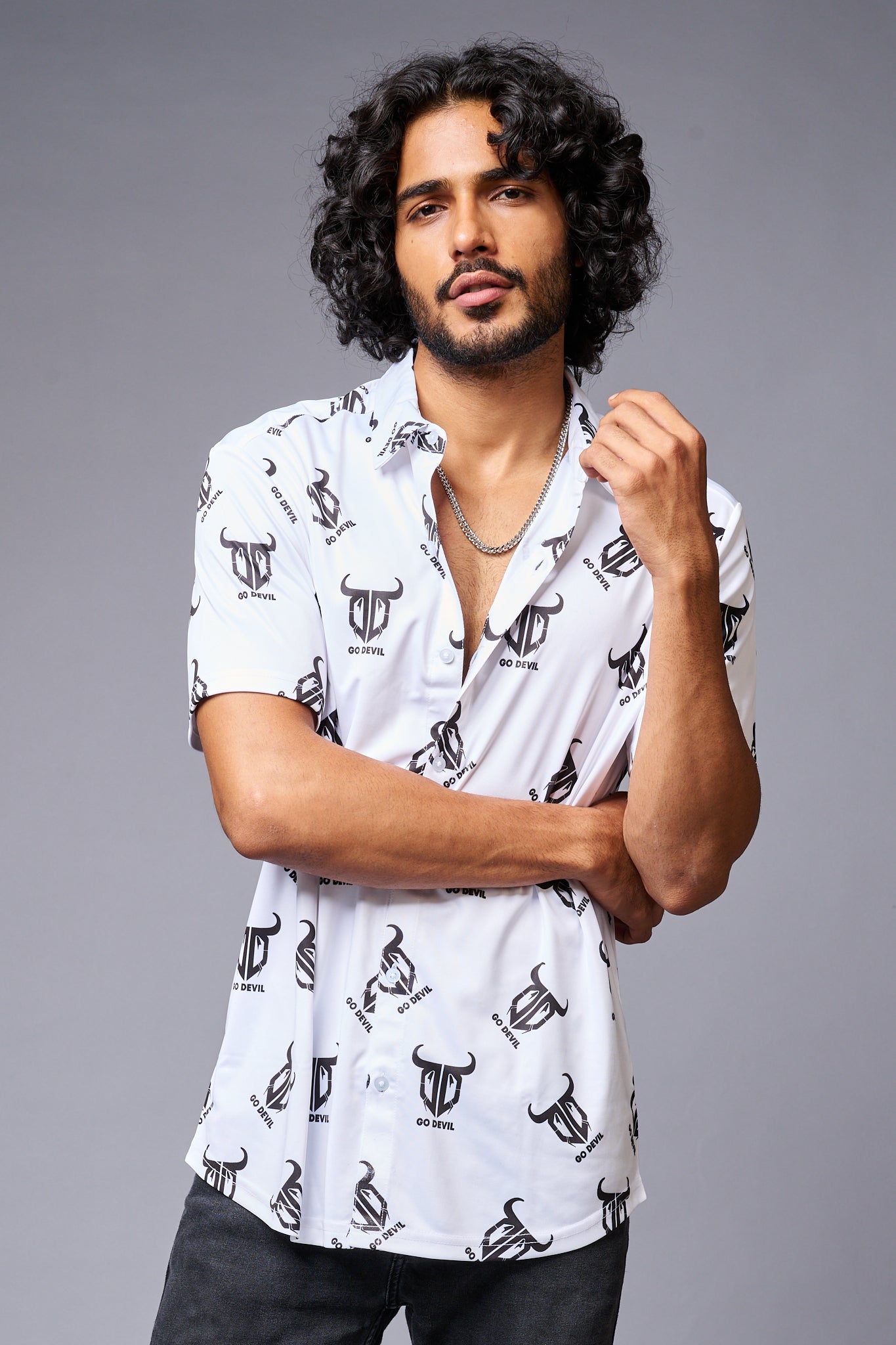 Go Devil Logo Printed Whtie Shirt for Men - Go Devil
