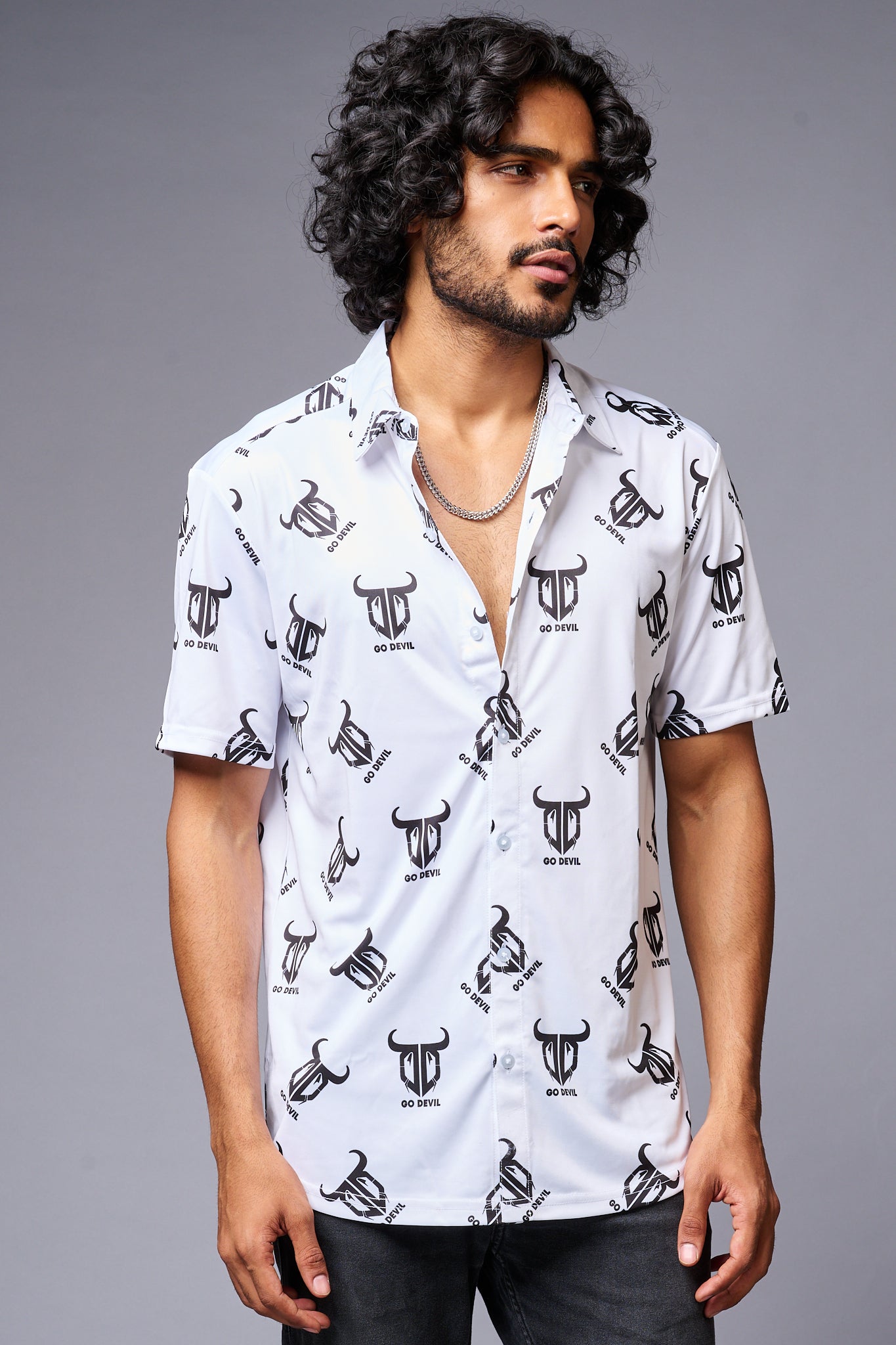 Go Devil Logo Printed Whtie Shirt for Men - Go Devil