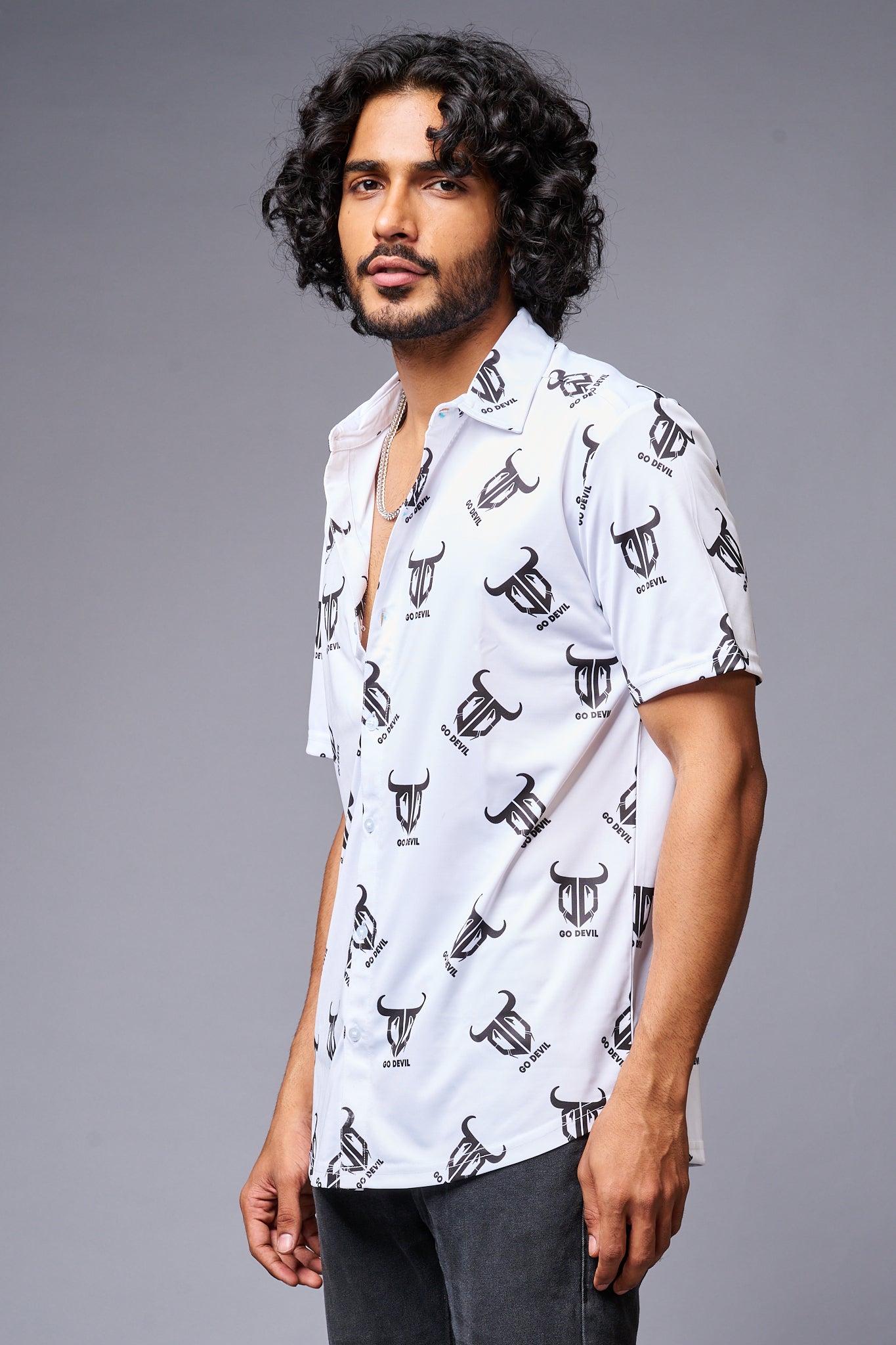 Go Devil Logo Printed Whtie Shirt for Men - Go Devil