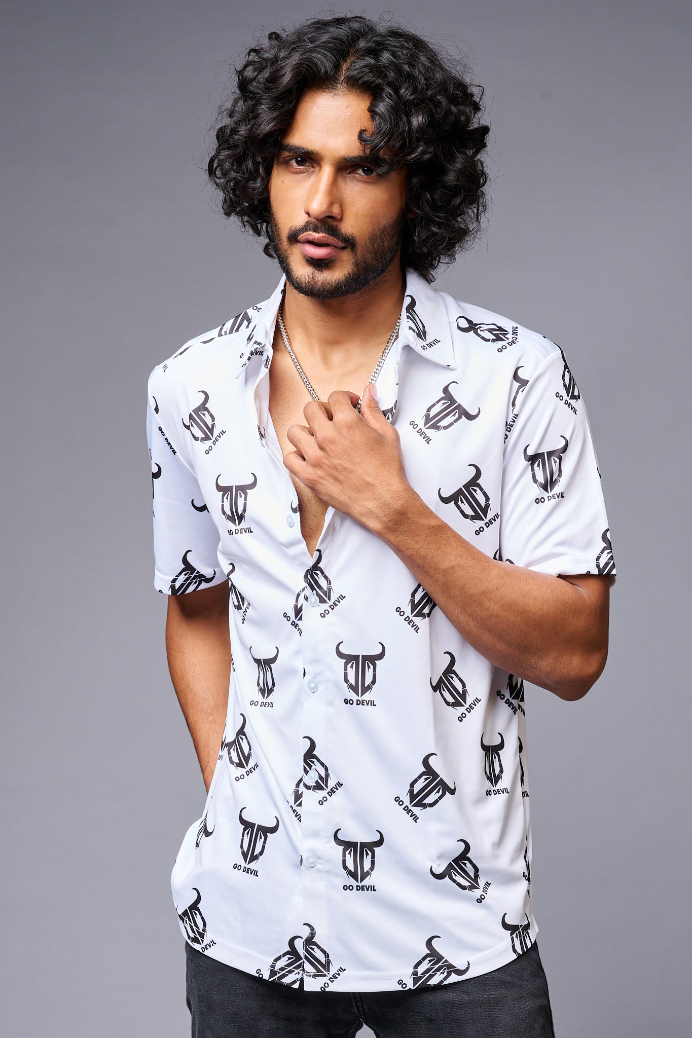 Go Devil Logo Printed Whtie Shirt for Men - Go Devil