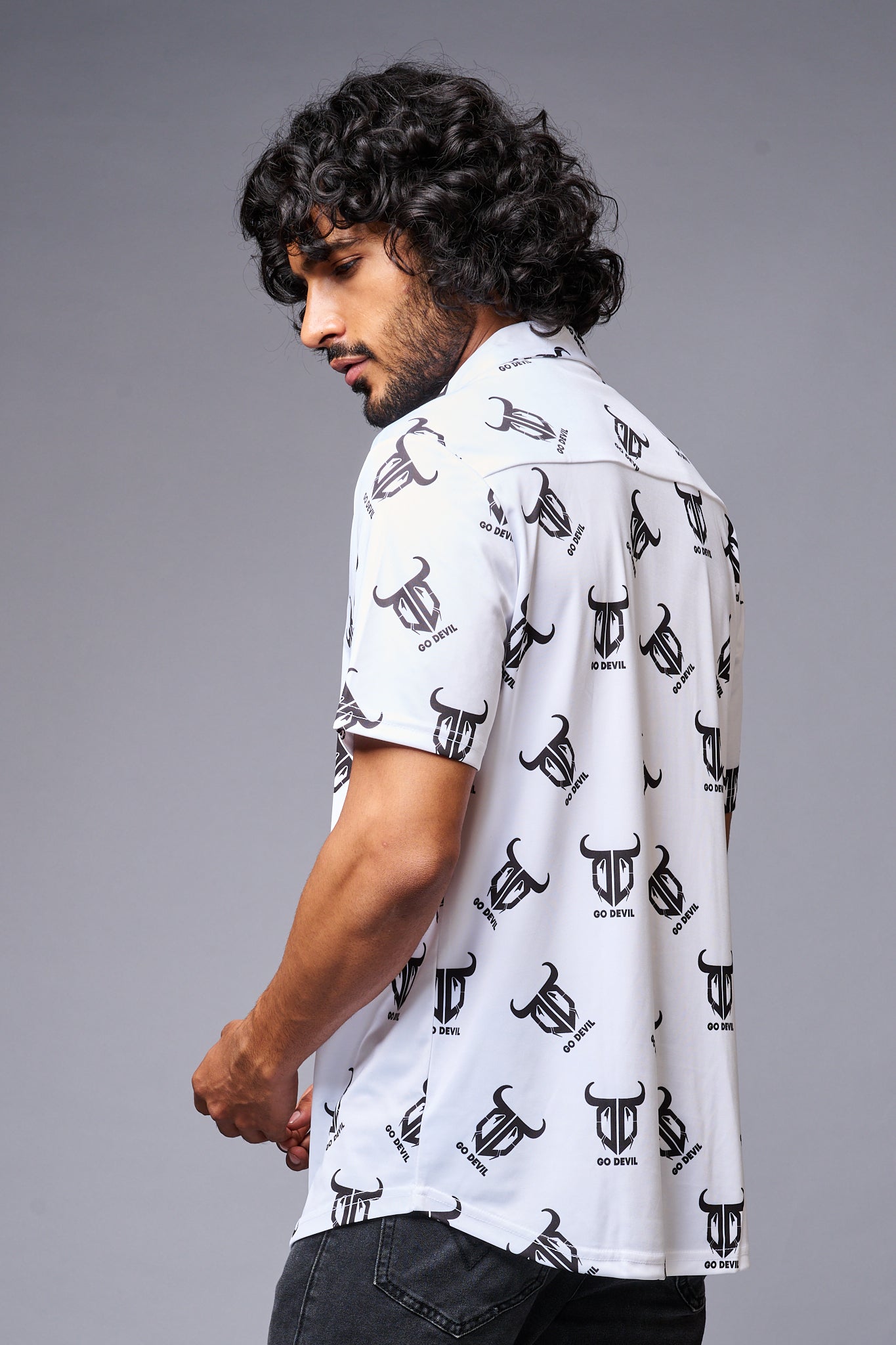 Go Devil Logo Printed Whtie Shirt for Men - Go Devil